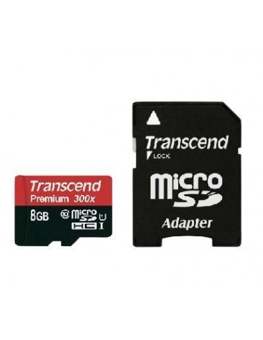 MEMORY MICRO SDHC 8GB W/ADAPT/UHS-I C10 TS8GUSDU1 TRANSCEND