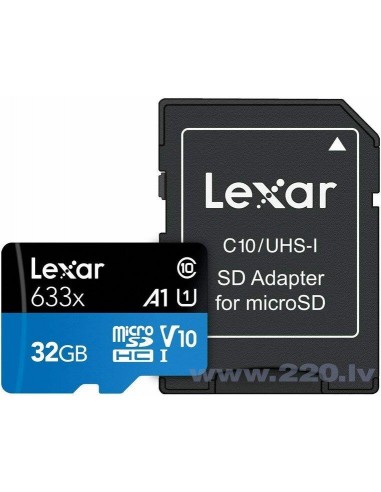 MEMORY MICRO SDHC 32GB UHS-I/W/ADAPTER LSDMI32GBB633A LEXAR