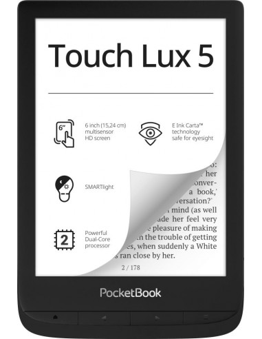 E-Reader|POCKETBOOK|Touch Lux 5|6"|1024x758|1xMicro-USB|Micro SD|Wireless LAN|Black|PB628-P-WW