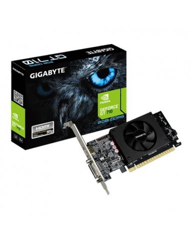 Graphics Card|GIGABYTE|NVIDIA GeForce GT 710|2 GB|64 bit|PCIE 2.0 8x|GDDR5|Memory 5010 MHz|GPU 954 MHz|Single Slot Fansink|1xDVI